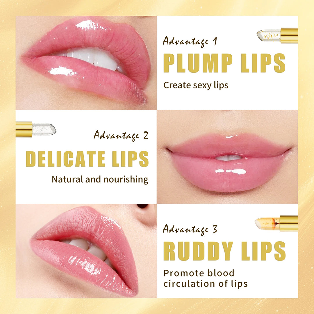 Temperature Color Changing Flower Lipstick Transparent Waterproof Moisturizing Crystal Jelly Pearlescent Lip Balm Cosmetic