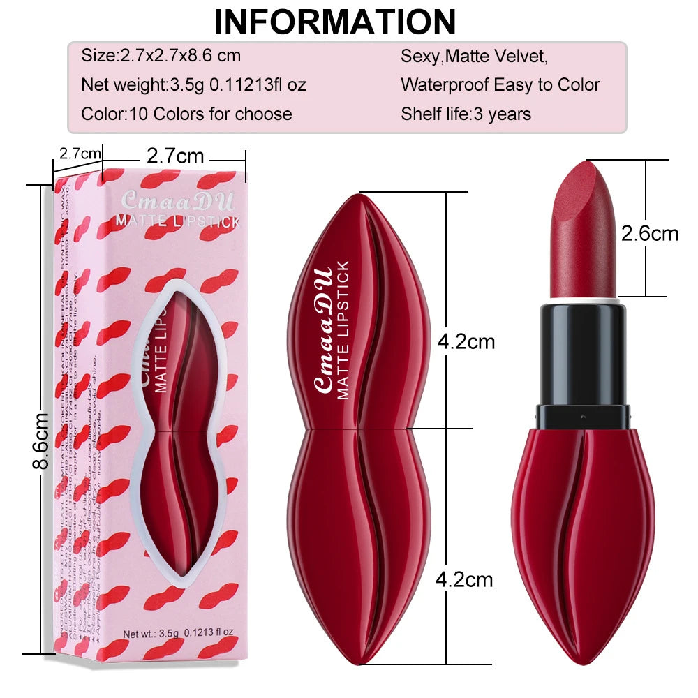 Rose Purple Matte Lipsticks Waterproof Velvet Nude Lipstick Sexy Red Lip Stick Pigment Makeup Pink Lip Gloss Long Lasting Makeup