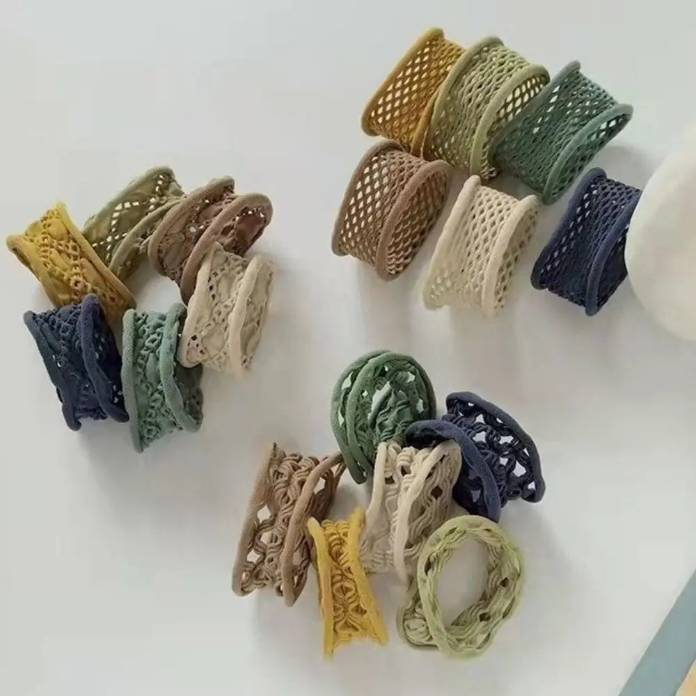 6pcs Fashion Hollow Out Elastic Hair Ties Wide Brimmed Stretch Hair Ropes Simple Rubber Band For Women Girls