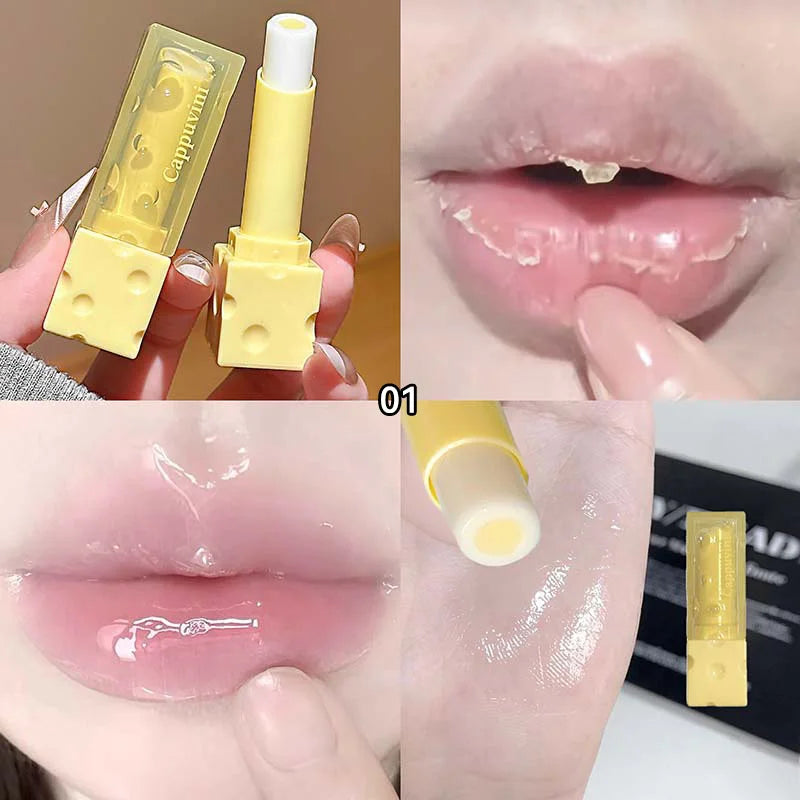 Cappuvini Cheese Lip Balm Long-Lasting Moisturizing Deep Moisturizing Non-Stick Repairing Anti-Wrinkle Anti-Cracking Lip Mask Lipstick Base