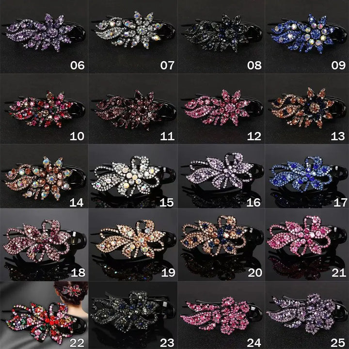 Shiny Rhinestone Hairpin Flower Leaf Duckbill Hair Claws Retro Hair Clips Accessories For Women Shinning Ponytail Headwear