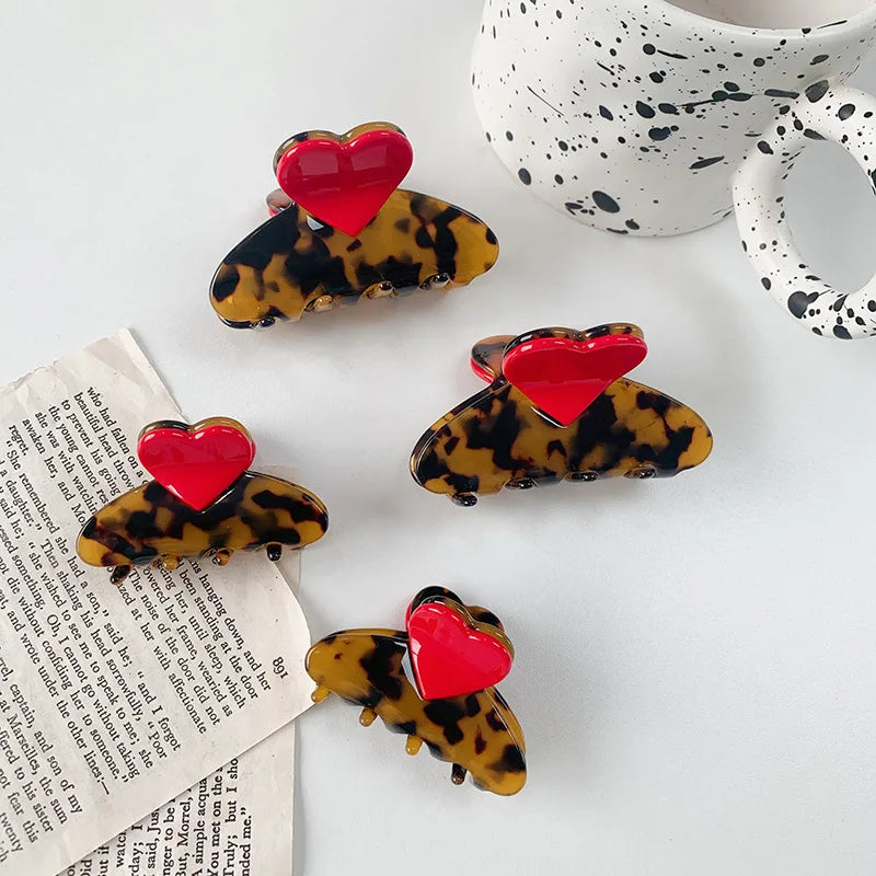Creative color matching acetate hair clip sweet and cute girl love grab clip back head plate hair shark clip hair accessories