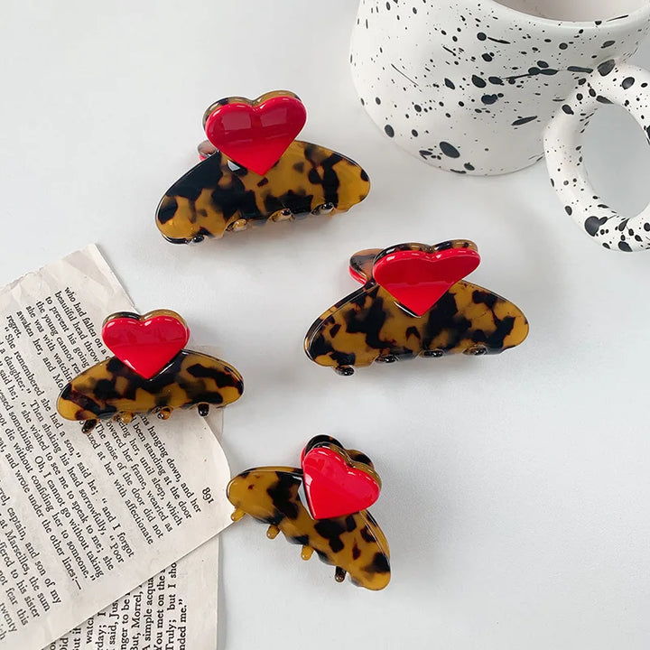 Creative color matching acetate hair clip sweet and cute girl love grab clip back head plate hair shark clip hair accessories