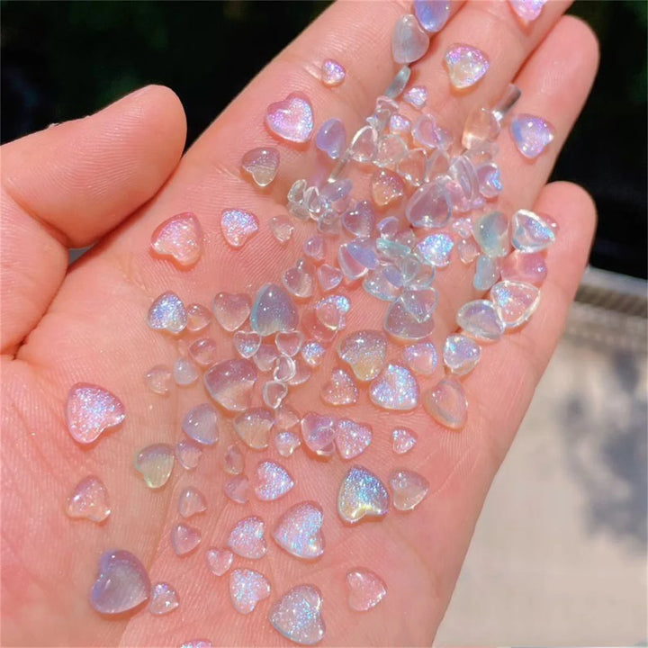 50pcs Japanese Kawaii Heart Accessories Resin Nail Art Charms Cartoon Love Nail Decorations Mixed Sizes Manicure Rhinestones DIY
