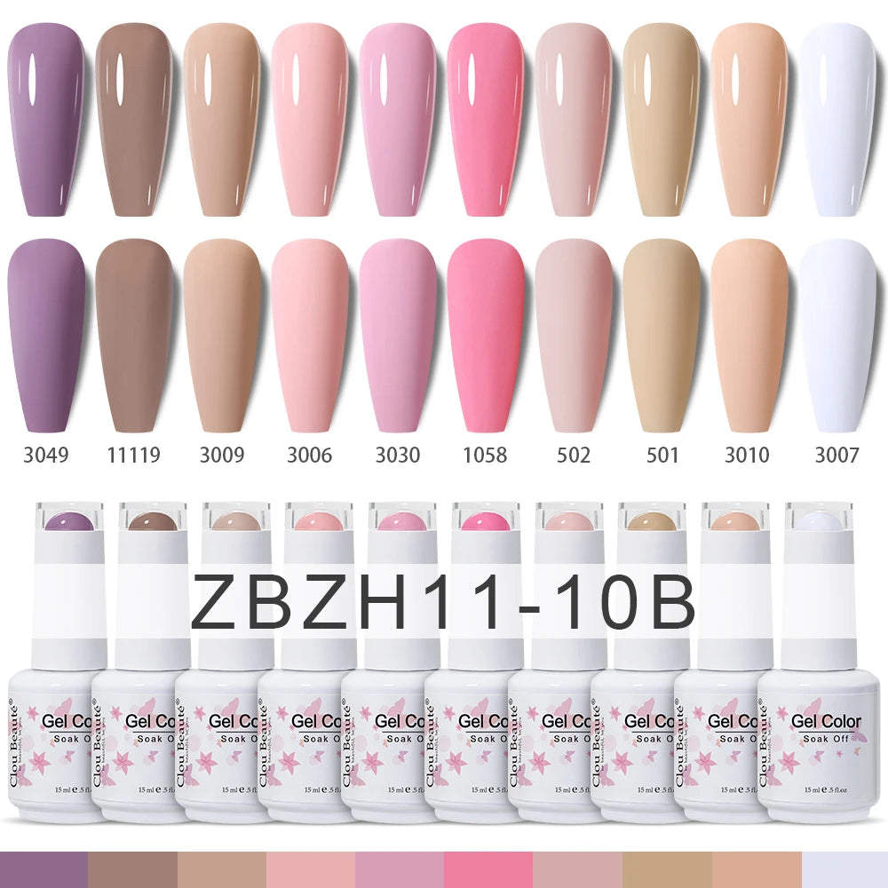 Clou Beaute 10/12/20/24pcs Gel Nail Polish Set Color 15ml White Glass Bottle Nail Art Kit Semi Permanent Gellack Nail Varnish