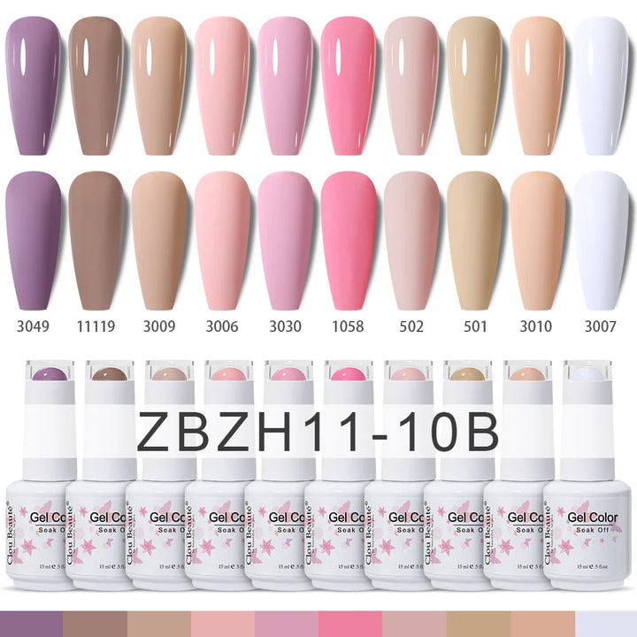 Clou Beaute 10/12/20/24pcs Gel Nail Polish Set Color 15ml White Glass Bottle Nail Art Kit Semi Permanent Gellack Nail Varnish