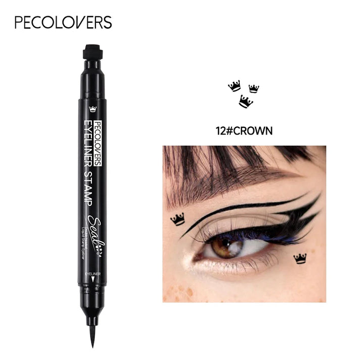 1PC Waterproof Double-headed Eyeliner - Including Star/love/moon Pattern, Quick Drying, Suitable for Beginners and Professionals