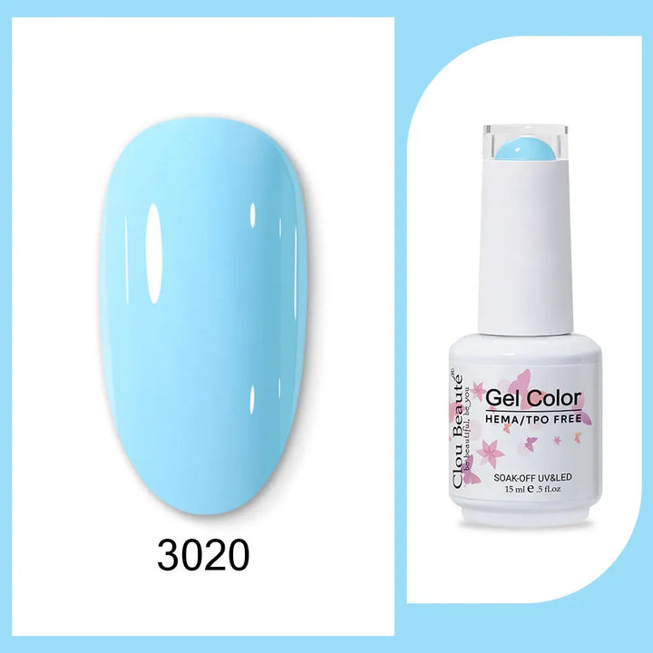 Clou Beaute 15ml Red Black White Green Neon Gel Nail Polish Base Top Coat Velvet Top 400 Colors Semi Permanent Gel Nail Varnish