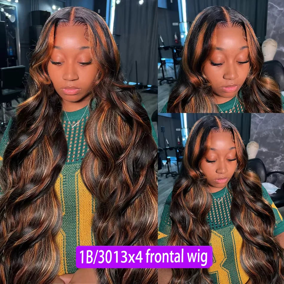 1b30 Black Brown Lace Front 13x4 Body Wave Wigs  P427 Highlight Ombre  Human Hair 13x6 HD Lace Frontal Blonde Colored Wig