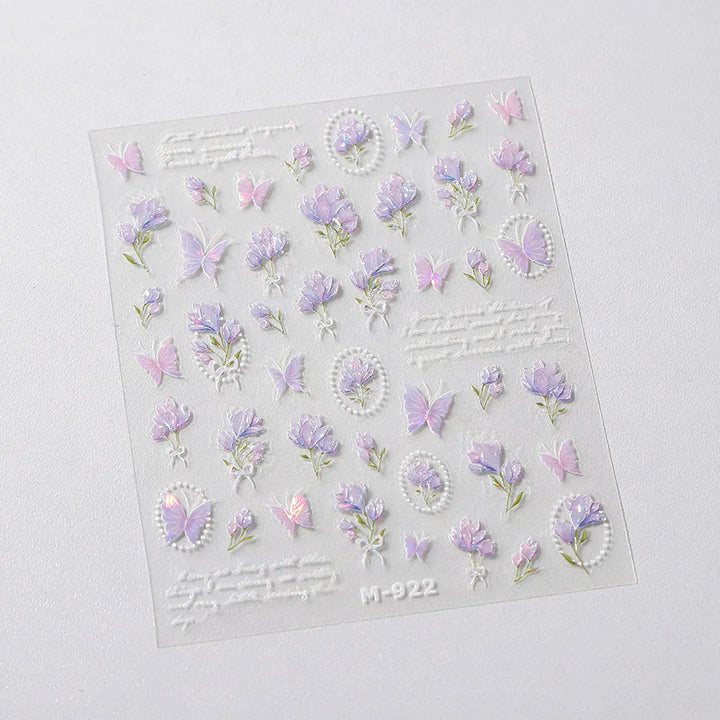 5D Butterfly Nail Stickers Sparkling Jelly Butterfly Nail Art Sticker Decorations Decals DIY Self Adhesive Slider Manicure Parts