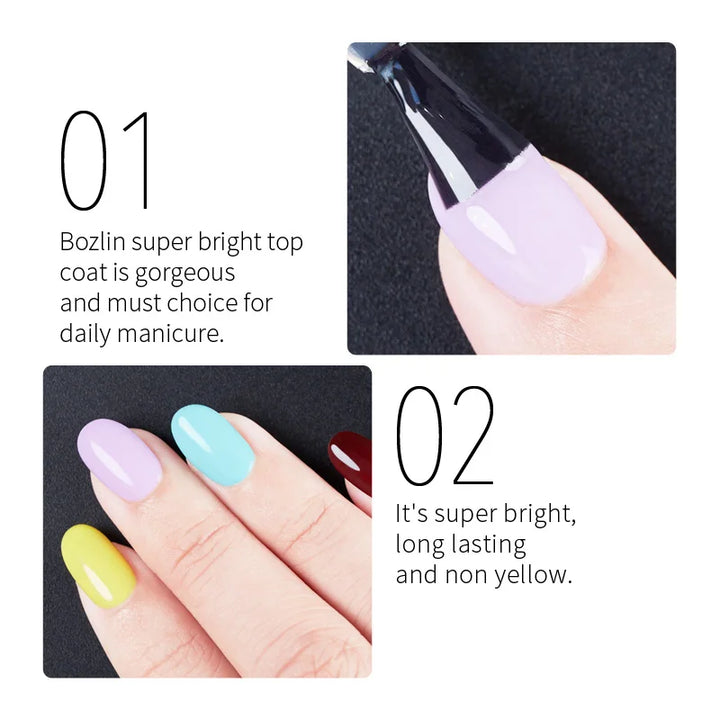 AWStorG 15ML Super Top Coat Nail Art Gel Varnish Semi Permanent Soak Off No Wipe UV Gel Varnish Shining Clear Top Coat