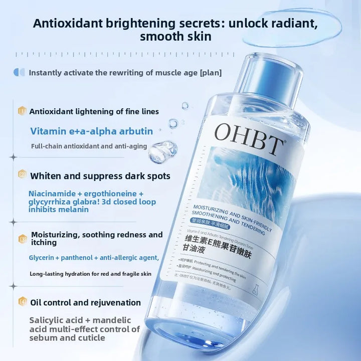 OHBT Vitamin E Arbutin Face Toner 500ml, Antioxidant Reduce Fine Lines VE Toner, Moisturizing Alleviate Nourish Glycerin Liquid