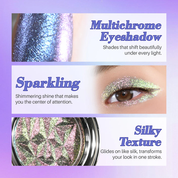 CHARMACY Chameleon Glitter Eyeshadow Color Shift High Pigment Single Eyeshadow Smooth Blendable Formula Eyeshadow for Party
