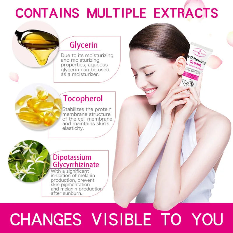 3Days Armpit Whitening Cream Skin Lightening Bleaching Cream For Underarm Dark Skin Legs Knees Whitening Intimate Body Lotion
