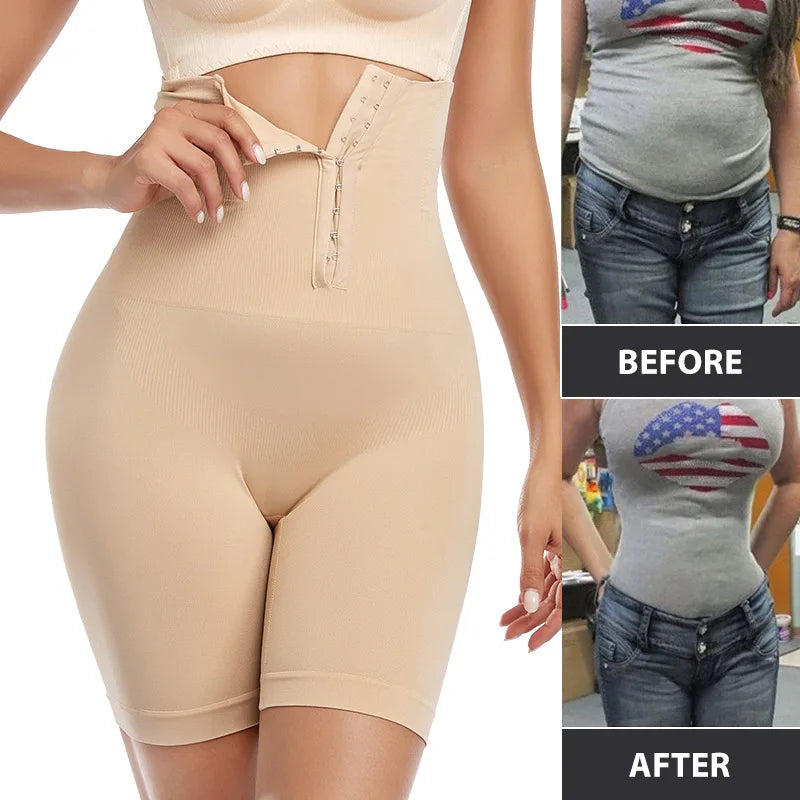 New Women Firm Tummy Control with Hook Butt Lifter Shapewear Panties High Waist Trainer Body Shaper Shorts Female Slimming fajas