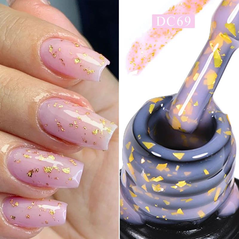 Mtssii 7ml Gold Glitter Rubber Base Gel Polish Gold Pink Milky White Semi Permanent UV LED Nail Art Gel Varnish