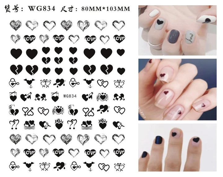 Nail Art Stickers Woman Girl Sexy Sticker Body Press on Nail Slider Black White Decal Decoration Nail Design Accessories Wraps
