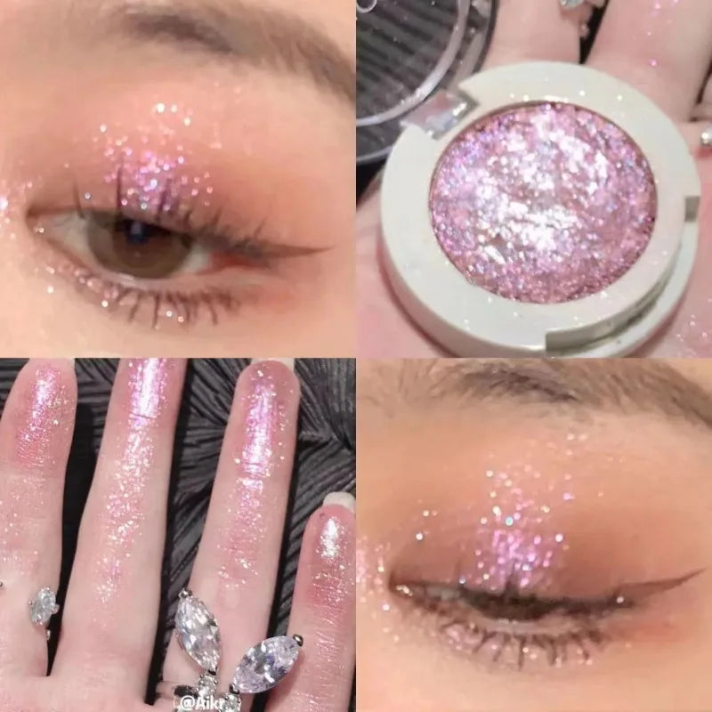 Monochrome Glitter Eyeshadow Gold Shining Brighten Eyes Makeup Long Lasting Eye Brightening Makeup Pearlescent Shimmer EyeShadow