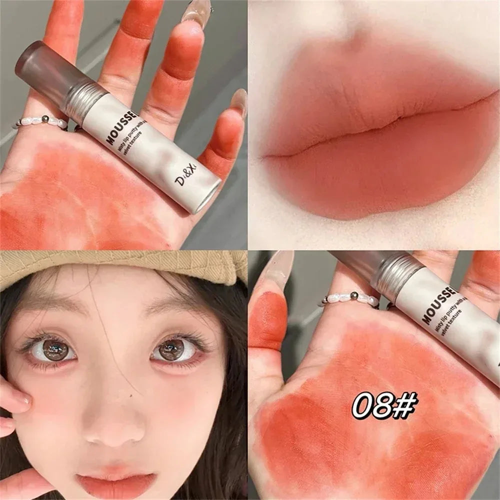 Punk Black Gothic Lip Gloss Matte Dark Brown Lipstick Nude Lip Tint Waterproof Velvet Liquid Lipstick Lip Satin Korean Cosmetics