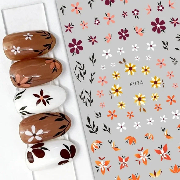 1PCS Black White Butterfly Laser Nail Stickers Y2K Nail Art Decoration Abstract Lines Bronzing Flowers Stickers For Nails