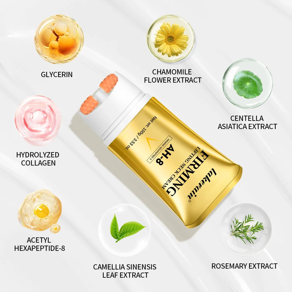 AH-8 Firming Lifting Neck Cream Deep Moisturizing Firms Neck Loose Skin Roller Design Smooth Fine Lines Wrinkles Neck Cream