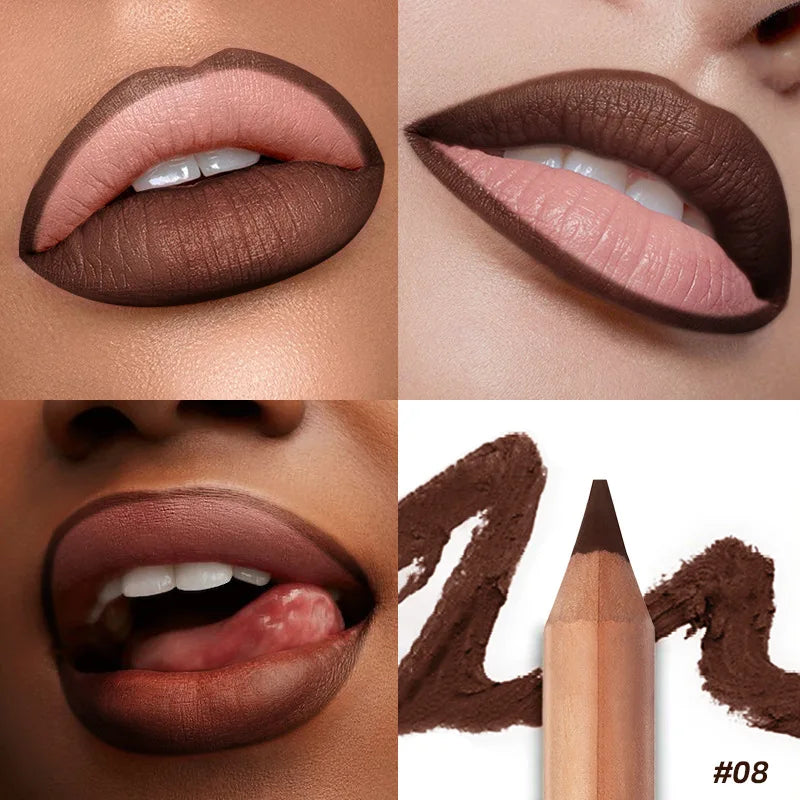 Matte Lip Liner- Long-Lasting, Smooth Application, Easy to Color, Includes Sharpener - Perfect for a Flawless Finish!