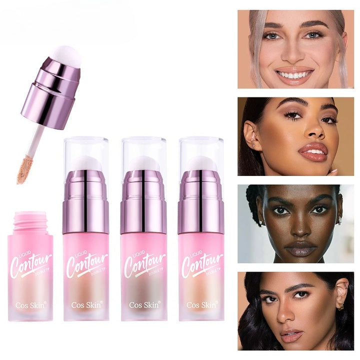 Double-head Matte Contour and Highlighter Liquid, Side Profile Illuminating and Contouring Liquid