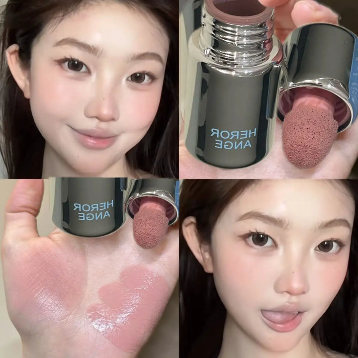 Low Saturation Matte Liquid Blush Water Light Cheek Cream Smooth Blush Big Sponge Brush Head Easy To Apply Natural Rouge Makeup