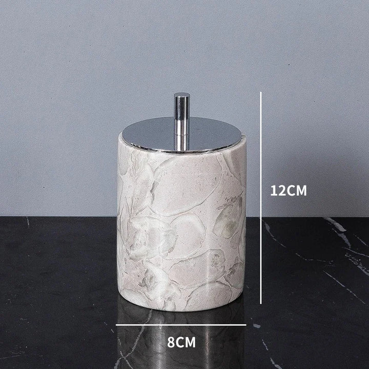 Bathroom Accessories Sets Elegant Natural Marble Liquid Soap Dispenser Toothbrush Holder Cup Soap Dish Cotton Swab Can