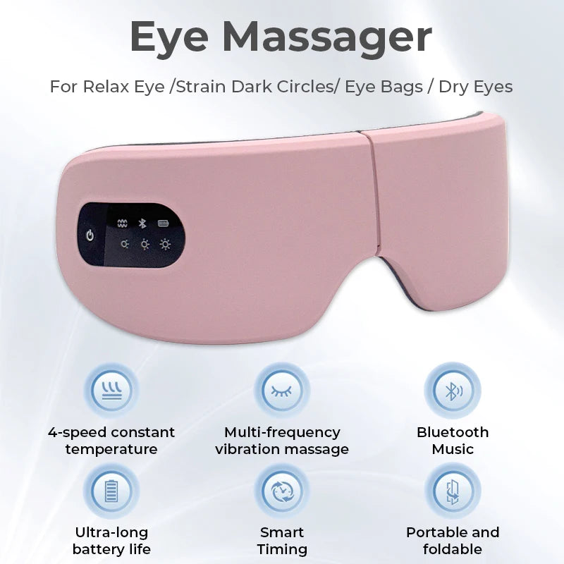 Electric Eye Massager Smart Bluetooth Air Pressure Hot Compress Vibration Massage Glasses Foldable Bluetooth Music Eyes Massage
