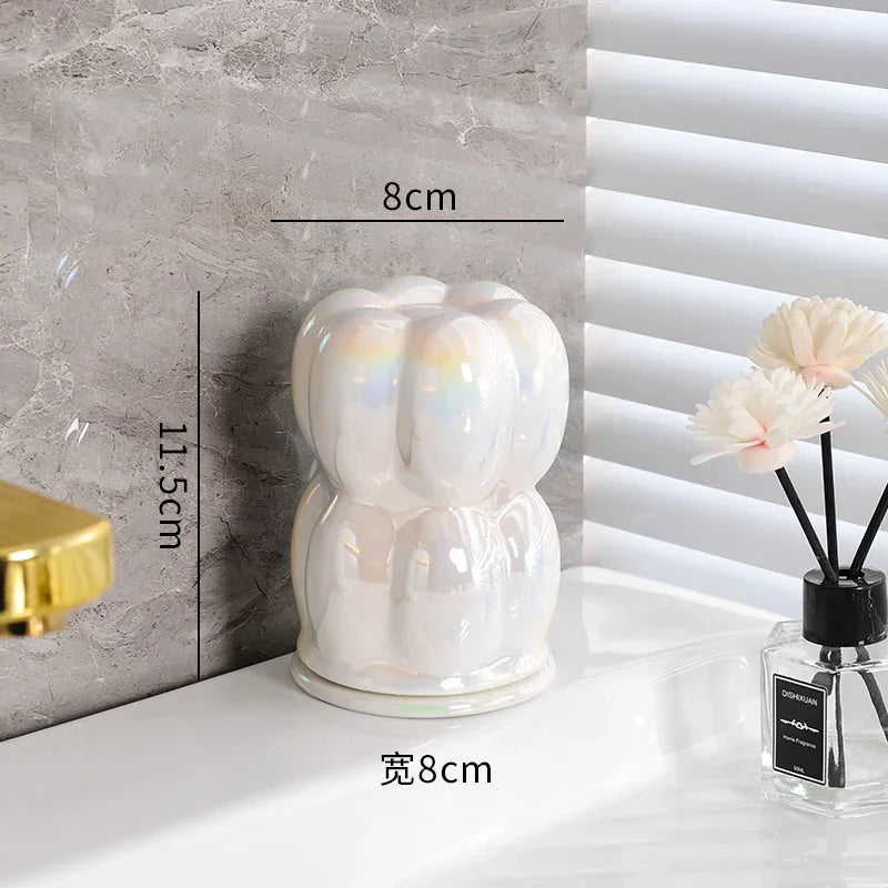 Luxury Bathroom Decor Set Ceramic Mouthwash Cup Lotion Bottle Sub Bottling Shower Gel Shampoo Bottle Bathroom Accessories Set