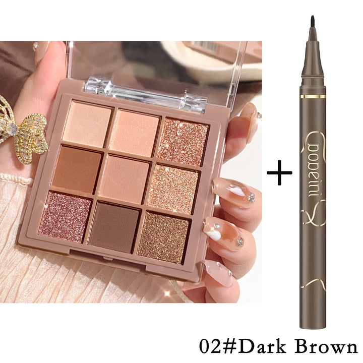 Luxurious 9-18 color eyeshadow palette - Velvet matte and shimmer effect, durable waterproof, berry, brown and nude tones