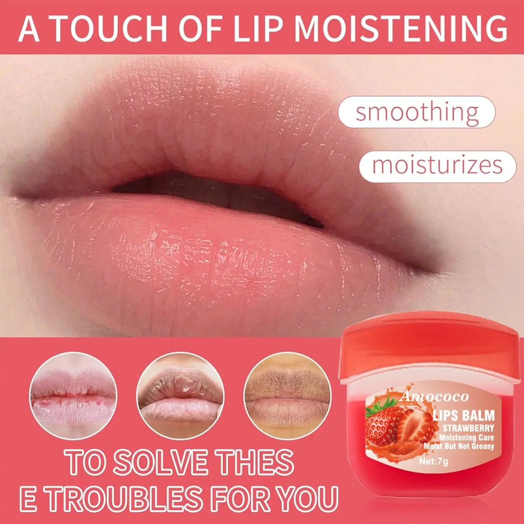 Amococo 7gx8pcs Strawberry Lip Balm Set Moisturizing Lip Mask Gift Box Care Treatment Nourishing Hydrating for Dry Lips Christmas Valentine Gift