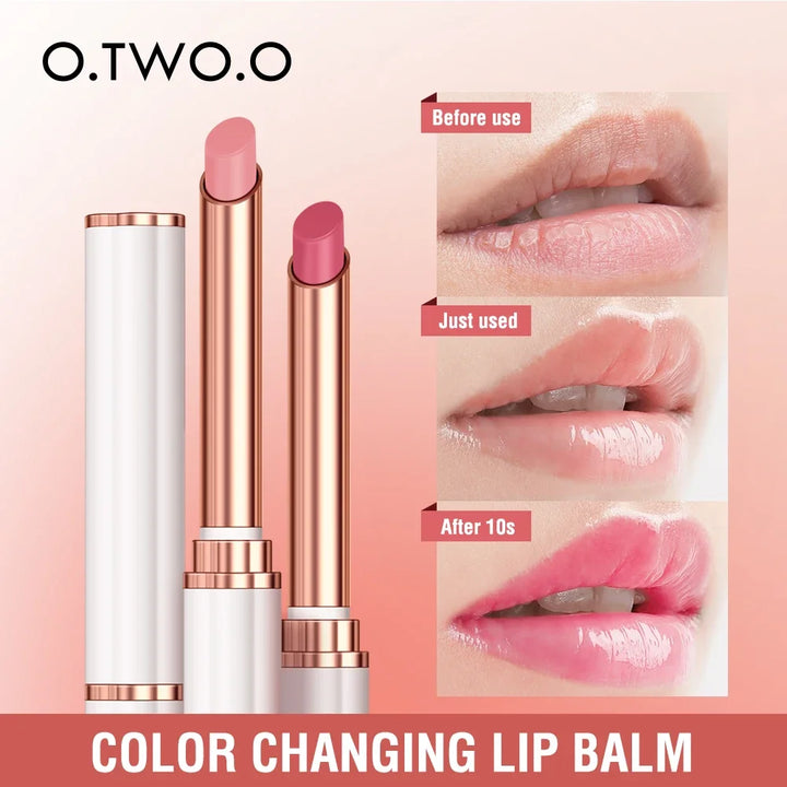 O.TWO.O Color Changing Lipstick Moisturizing Lip Balm Nourising Long Lasting Lip Gloss Natural Beeswax Lip Care Cosmetics