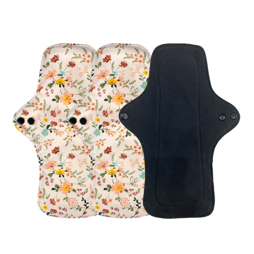 3PCS Washable Cotton Menstrual Pad Reusable Printed Maternal Sanitary Napkin Breathable Soft Care Pad 30cm 26cm 20cm to Choose