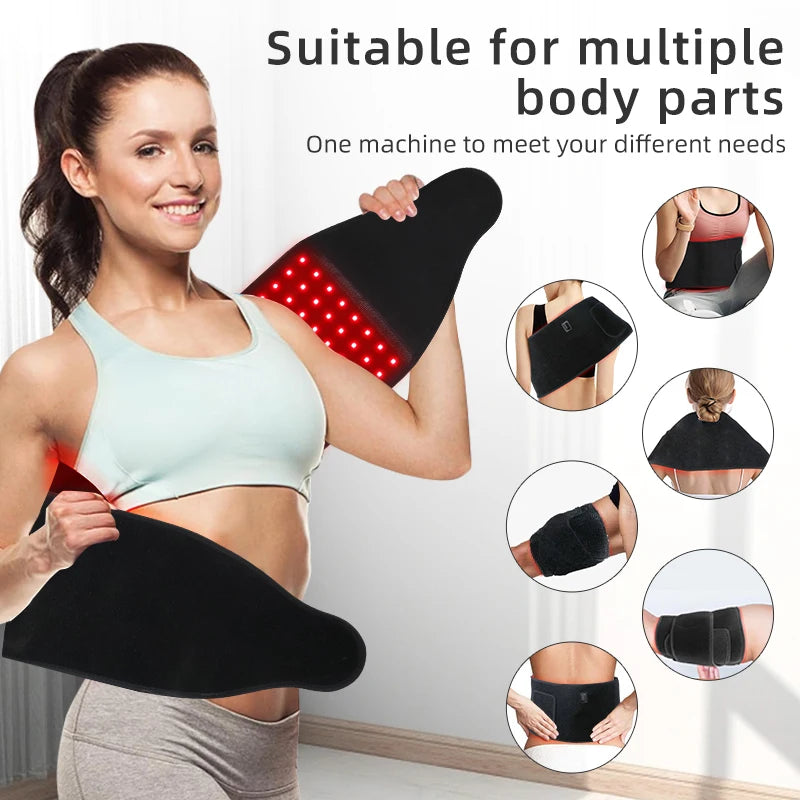 660nm 850nm LED Red Infrared Light Therapy Belt for Face and Body Back Knee Hands Feet Relief Portable Light Therapy Belt Pad
