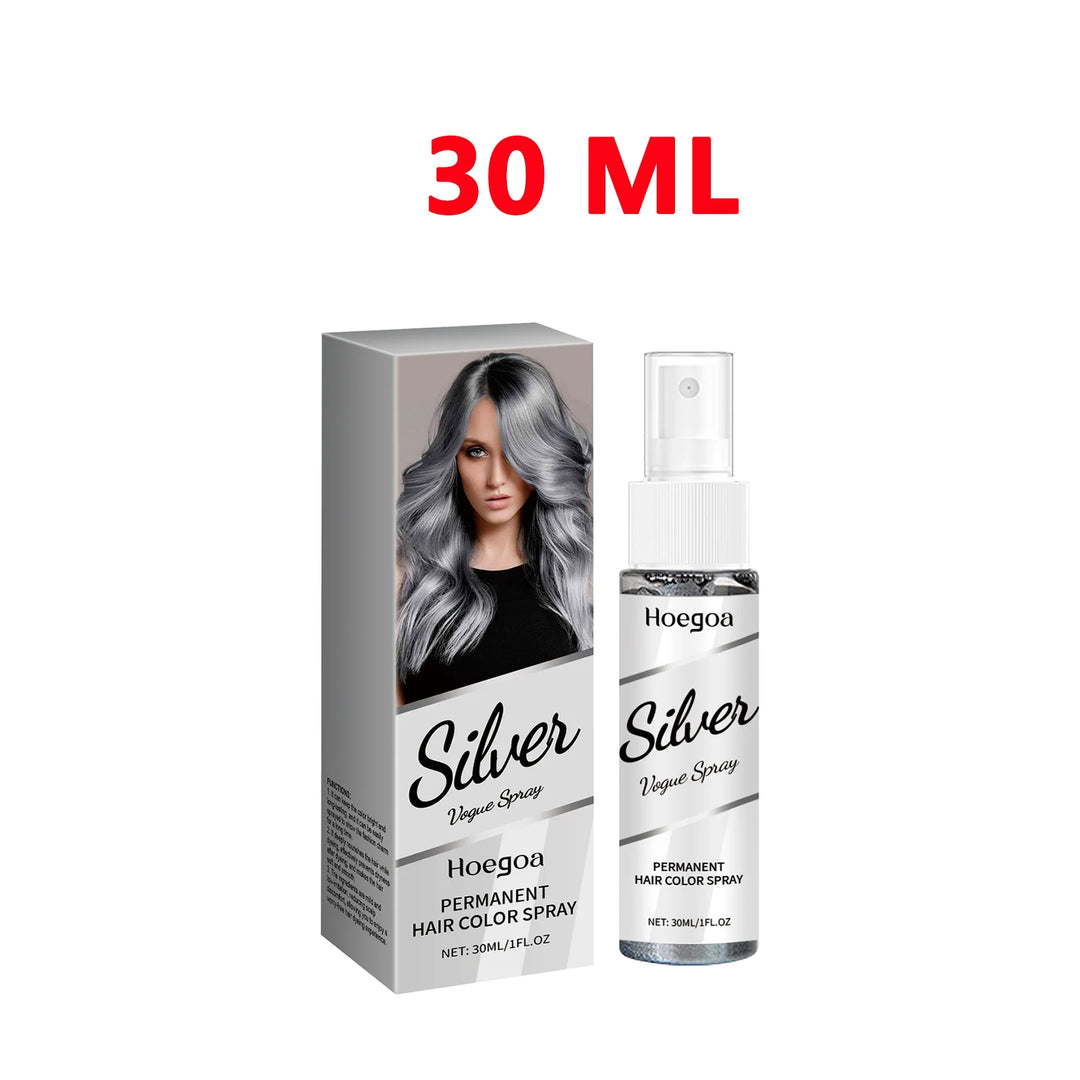 Silver Grey Temporary Hair Color Spray for Covering Grey Hair Instantly Non-Damaging Nourishing Formula Fashion Look Men Women