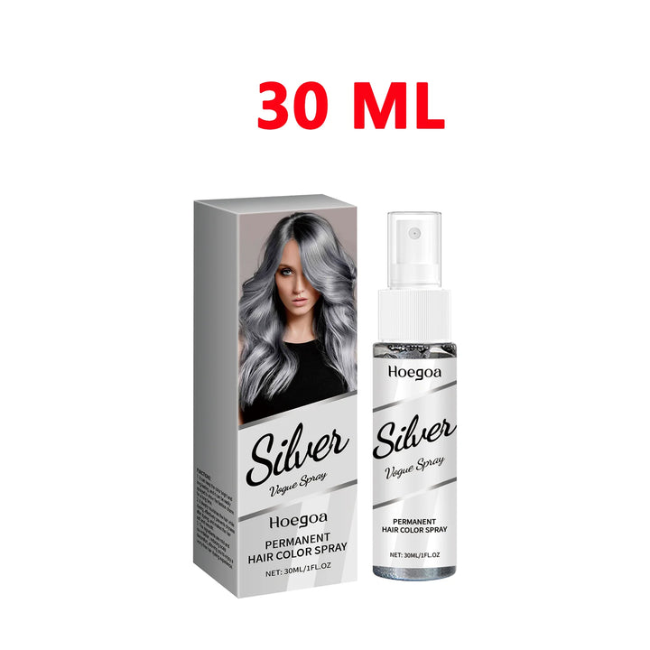 Silver Grey Temporary Hair Color Spray for Covering Grey Hair Instantly Non-Damaging Nourishing Formula Fashion Look Men Women