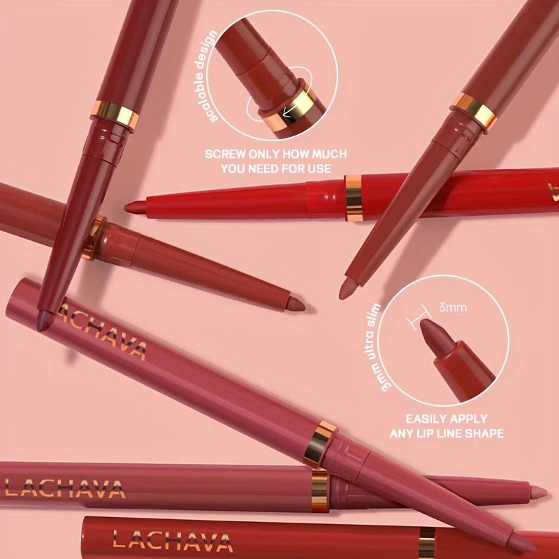 Long-lasting Waterproof Matte Nude Lip Liner - High Pigmentation, Retractable, Smooth Application, Natural Look