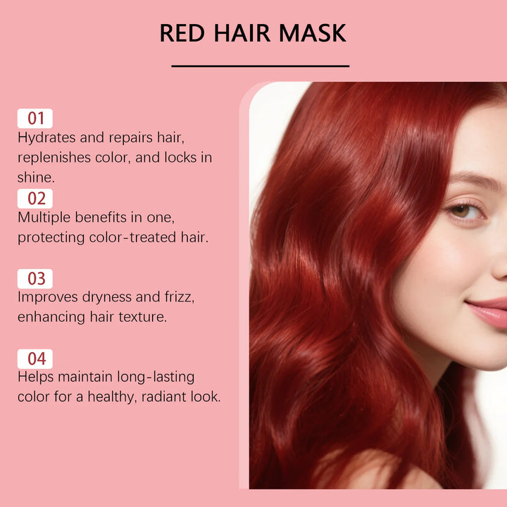 HOEGOA 90G Red Hair Mask, Hydrates And Moisturizes, Repairs Hair, Replenishes And Revitalizes Color, Locks And Protects Color
