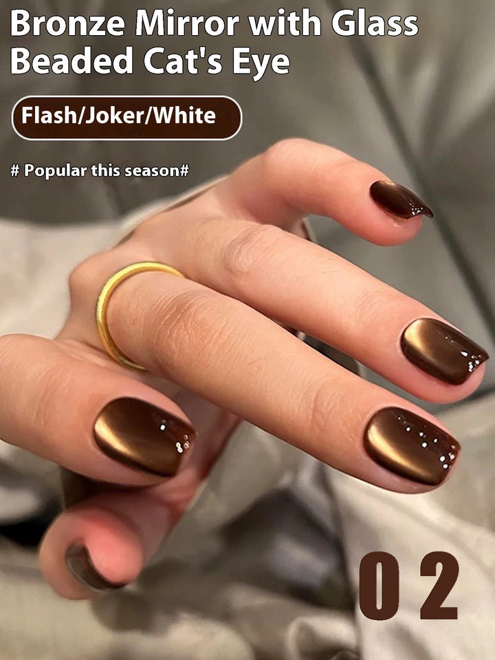 12ML 1-21PCS Autumn Nails Red through half the Sky Cat Eye Nail Glue Halloween New Whitening Glass Bead Cat Eye Nail Polish