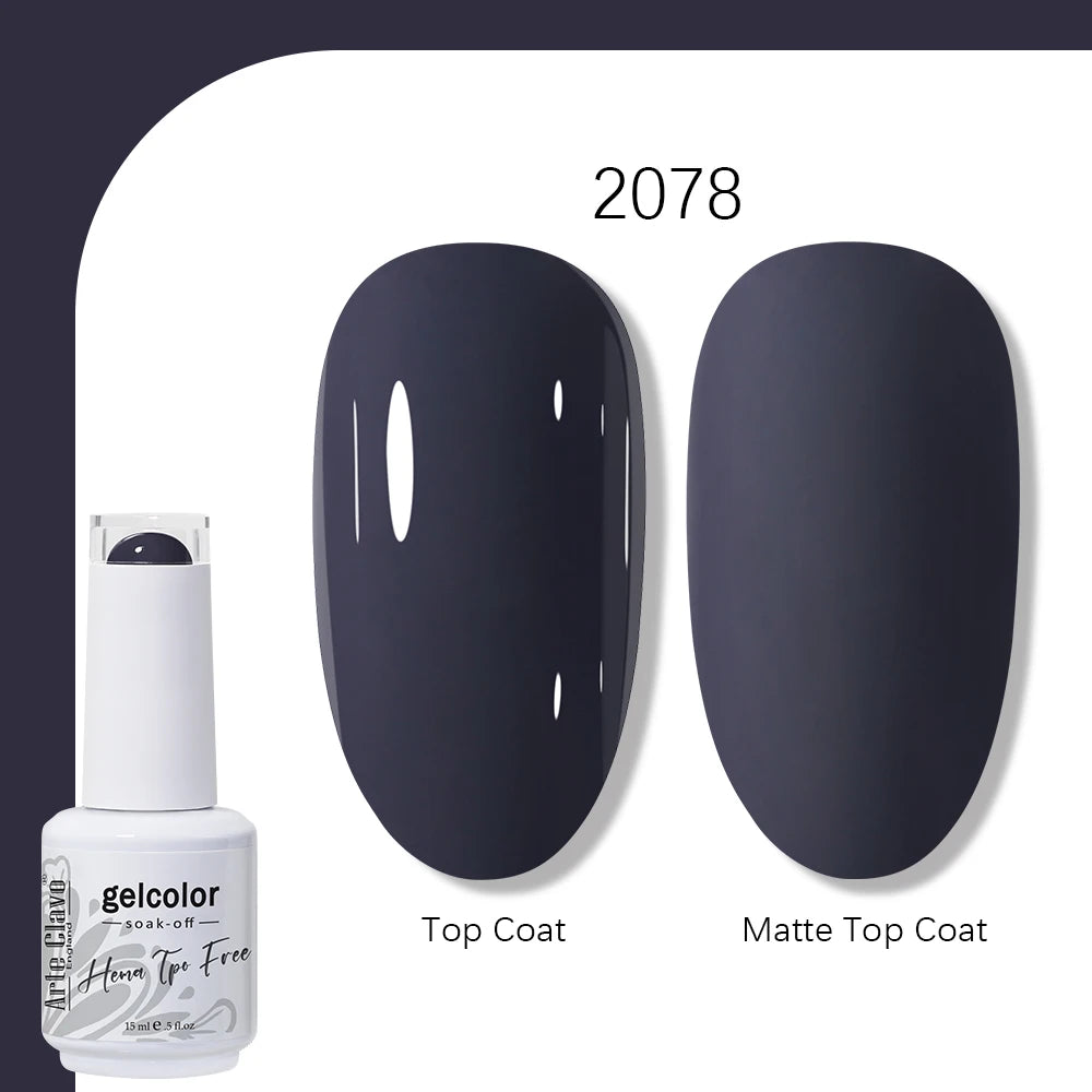 Arte Clavo Solid Color Gel Nail Polish 15ml Soak Off UV LED Gel Semi-Permanent Glitter Polish For Manicure Nail Art Salon Gel