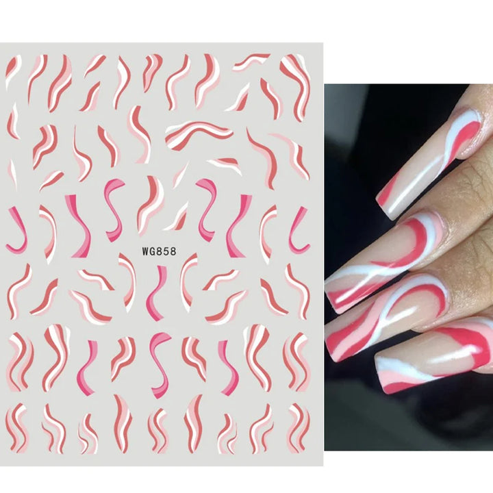 Nail Art Stickers Water Decals Eyes Stripe Nail Art Decorations for Manicure Accessories Press on Nails Foil Stickers and Decals