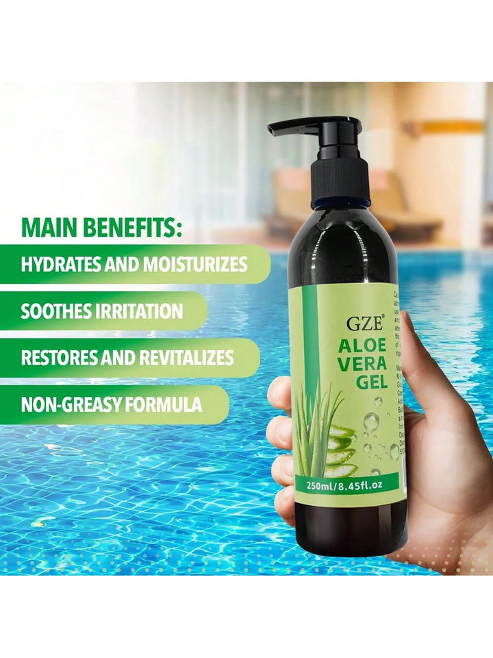 GZE Aloe Vera Gel Boosts Skin Vitality & Hair Hydration & Frizz Control, Sensitive Skin Deeply Moisturizes & Nourishes