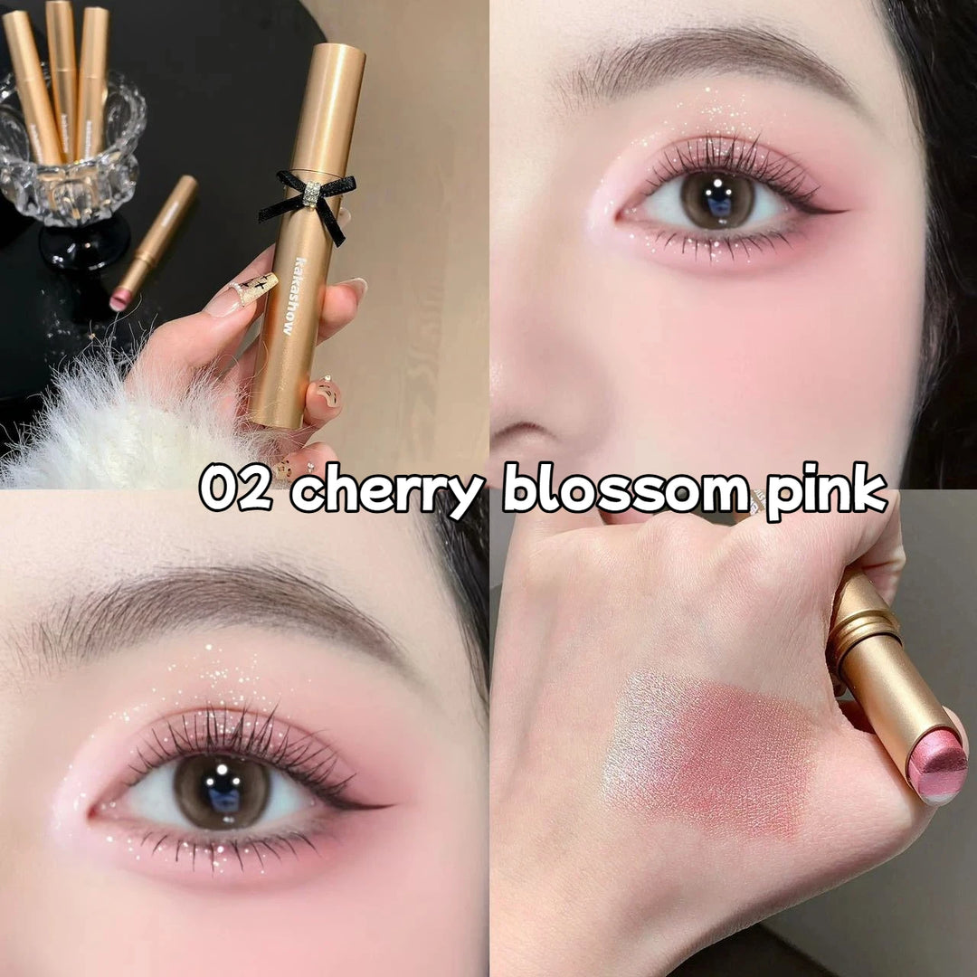 3 Colors Gradient Eyeshadow Stick Sparkling Pearl Cream Stick Long Lasting Eye Makeup Lazy Easy Blend for Daily Eye Shadow