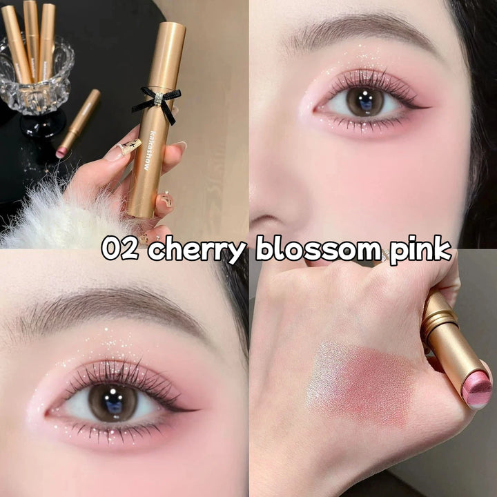 3 Colors Gradient Eyeshadow Stick Sparkling Pearl Cream Stick Long Lasting Eye Makeup Lazy Easy Blend for Daily Eye Shadow