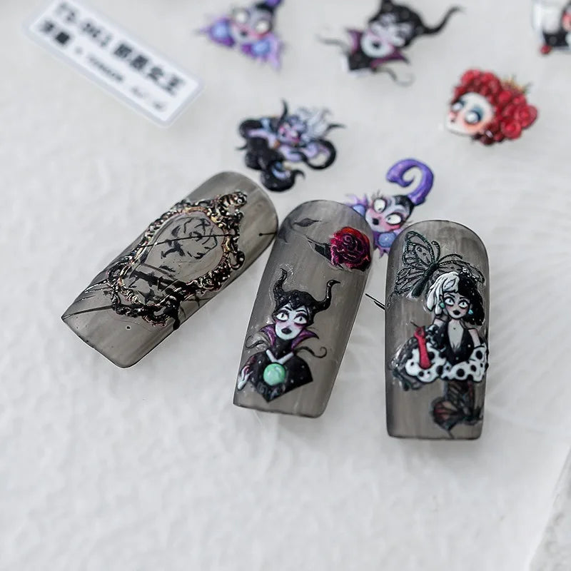 Disney Princess Cartoon 5D Nail Stickers Nail Art Decoration Frozen Snow White Nail Art Stickers Nail Supplies