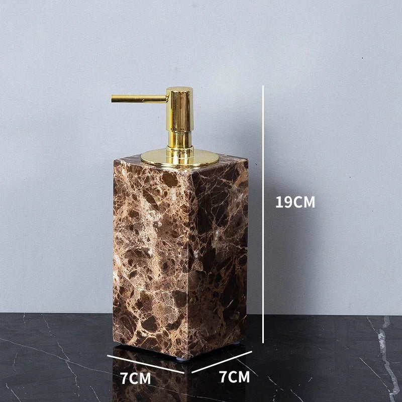 Emperador Dark Natural Marble Bathroom Set Brown Luxury Toothbrush Holder Soap Dish Soap Dispenser Bathroom Accessories