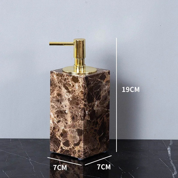 Emperador Dark Natural Marble Bathroom Set Brown Luxury Toothbrush Holder Soap Dish Soap Dispenser Bathroom Accessories