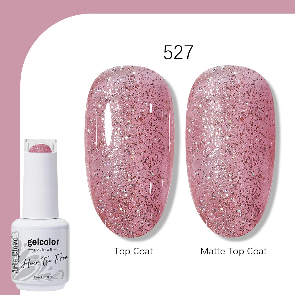 Arte Clavo Solid Color Gel Nail Polish 15ml Soak Off UV LED Gel Semi-Permanent Glitter Polish For Manicure Nail Art Salon Gel